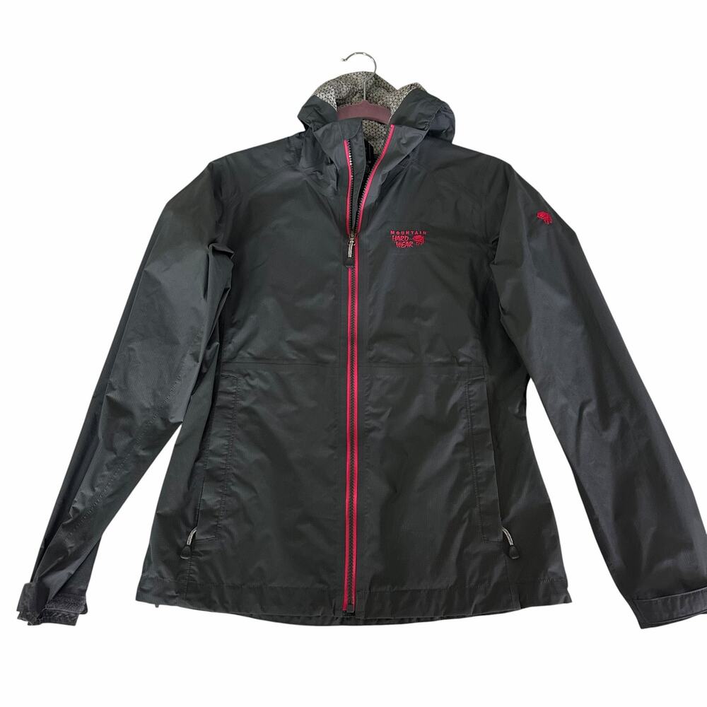 Mountain Hardwear XS Dark Grey Rain Coat with Pink Accents